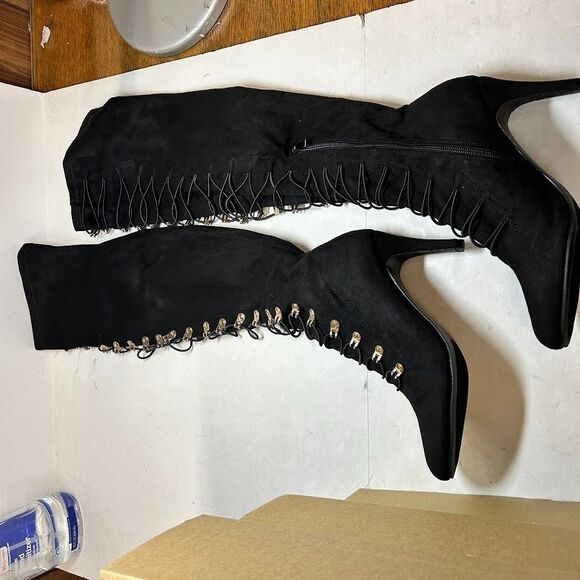 Journee Collection Womens 8.5 M Black Trill Thigh High Zip Up Boots NIB JF2 - Picture 5 of 8